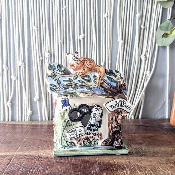 Blue Sky 2000 Kitty’s Treehouse Heather Goldminc Tealight w/plate Last Chance - Picture 1 of 6